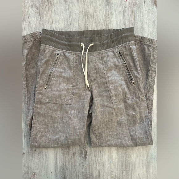 Athleta Linen Blend Joggers - Size 4 - Gray - Zip Pockets - Picture 2 of 9
